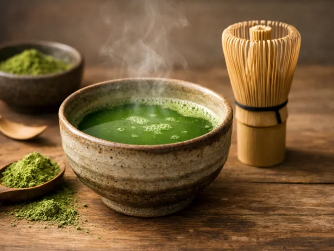Traditional matcha tea setting
