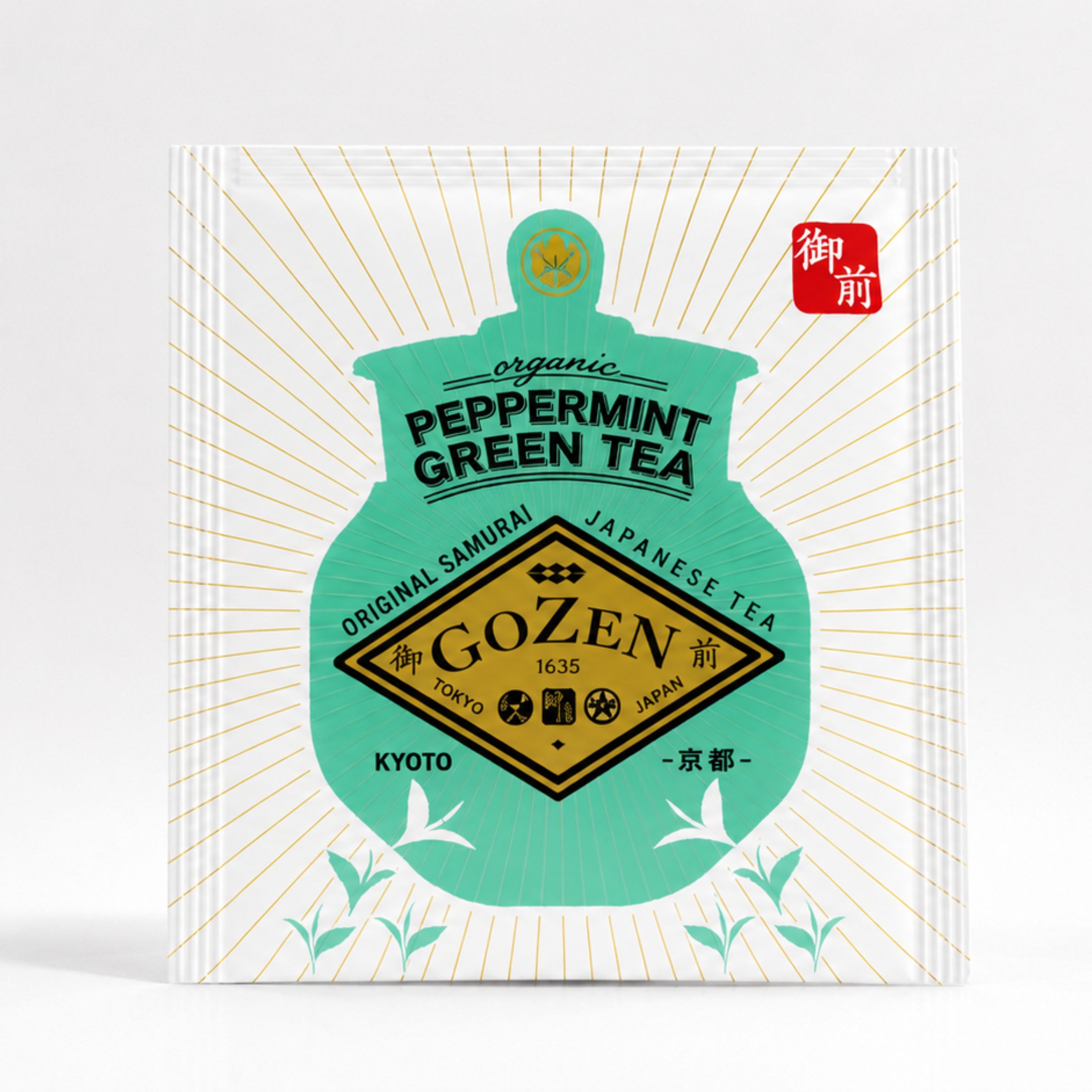 Gozen Peppermint Green Tea Samurai Series tea bags