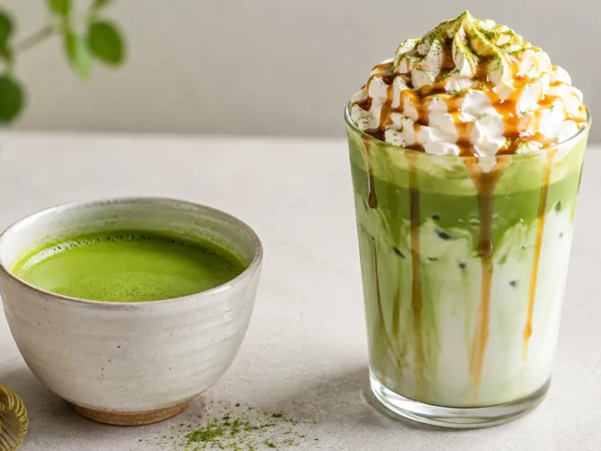 Matcha Moments: Bowl and Caramel Latte