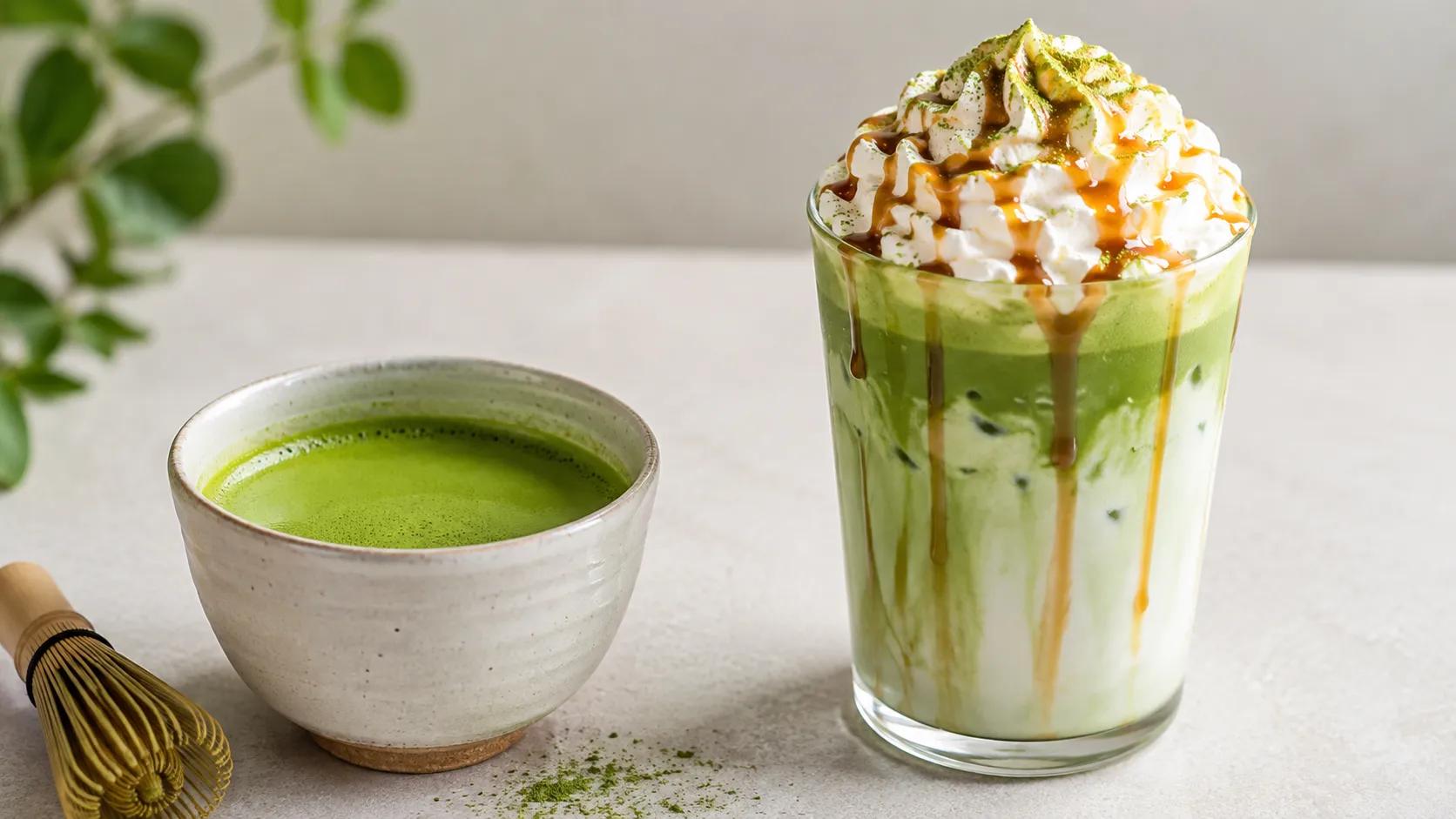 Matcha Moments: Bowl and Caramel Latte