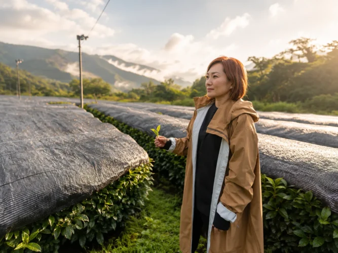 Shade grown green tea fields