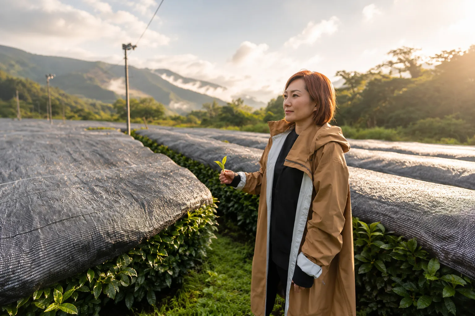 Shade grown green tea fields