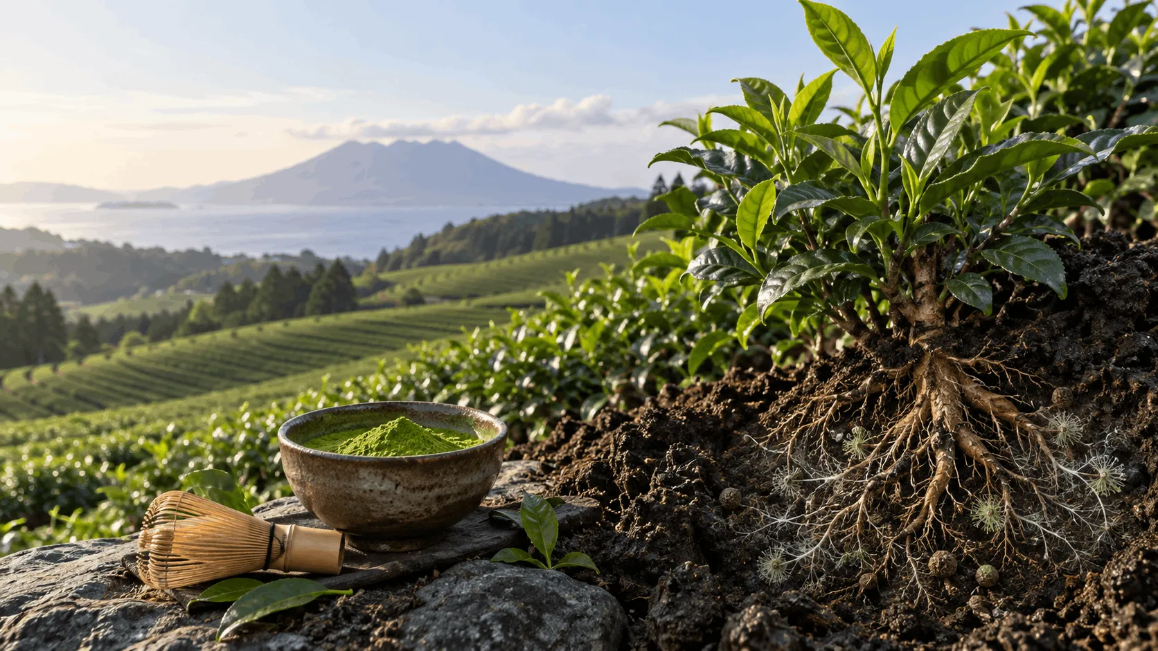 microbiome-grown matcha